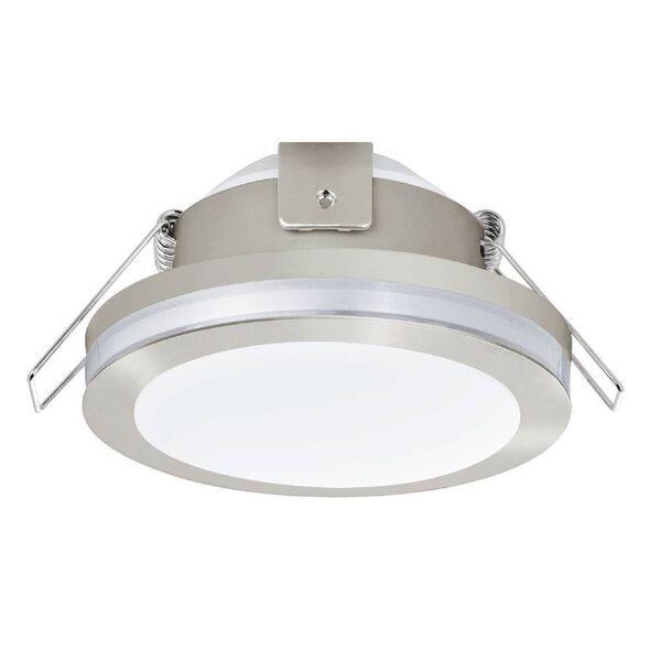 Светодиод. встраиваемый светильник PINEDA 1, [1х6W(LED), 82, IP44, сталь, пластик, никель мат./пластик, белый]