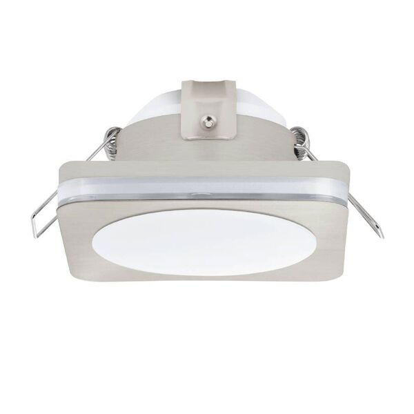 Светодиод. встраиваемый светильник PINEDA 1, [1х6W(LED), 82х82, IP44, сталь, пластик, никель мат./пластик, белый]