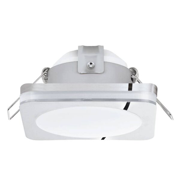 Светодиод. встраиваемый светильник PINEDA 1, [1х6W(LED), 82х82, IP44, сталь, пластик, хром/пластик, белый]