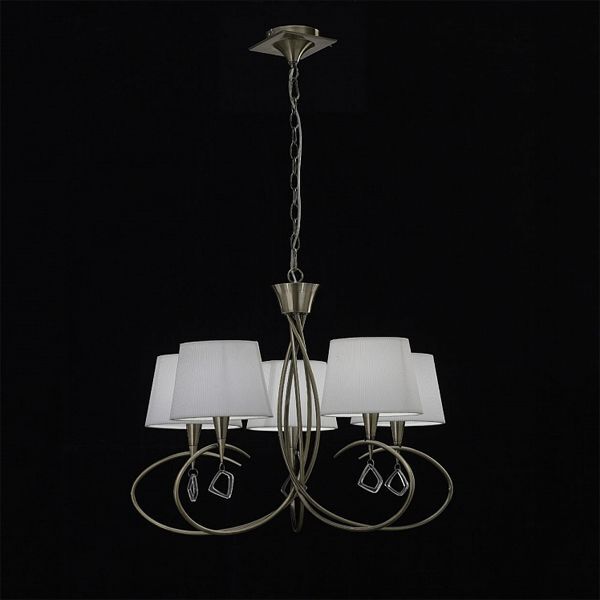 PENDANT 5L ANTIQUE BRASS - OFF WHITE SHADE