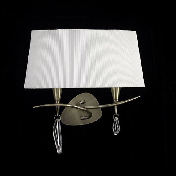 WALL LAMP 2L [ANTIQUE BRASS - OFF WHITE SHADE]