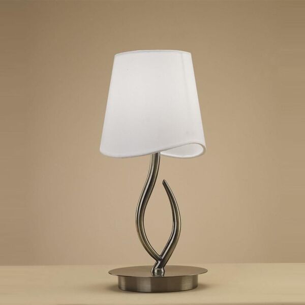 TABLE LAMP 1L - BIG ANTIQUE BRASS - OFF WHITE SHADE