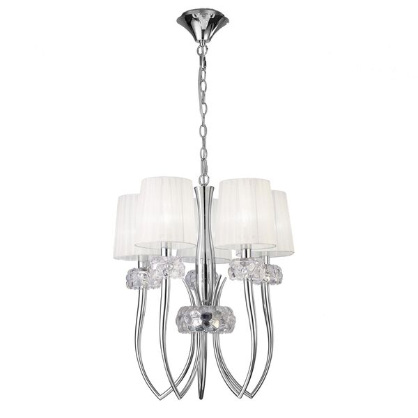 PENDANT LAMP 5L [CHROME - WHITE SHADE]