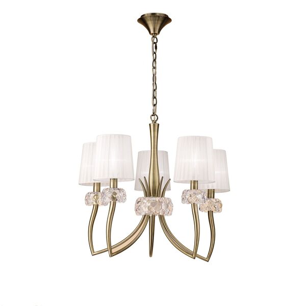 PENDANT LAMP 5L [ANTIQUE BRASS - WHITE SHADE]