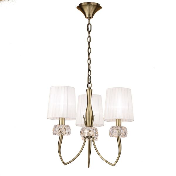 PENTANT LAMP 3L [ANTIQUE BRASS - WHITE SHADE]