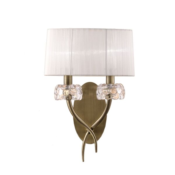 Бра Mantra Loewe [WALL LAMP 2L  ANTIQUE BRASS - WHITE SHADE]