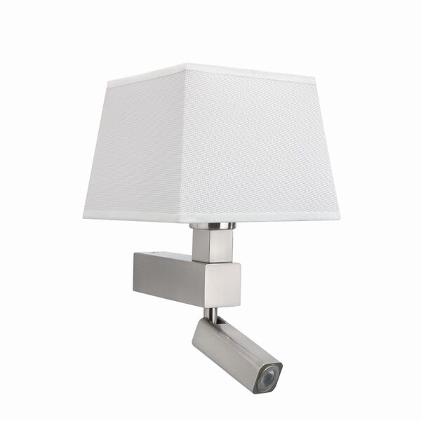 Бра с подсветкой Bahia [WALL LAMP SATIN NICKEL+SQUARE WHITE SHADE]