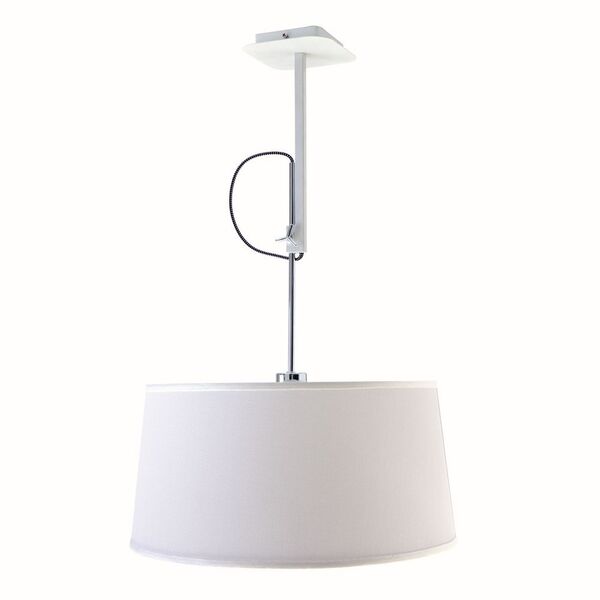 PENDANT E27 WHITE/CHROME+ROUND WHITE SHADE