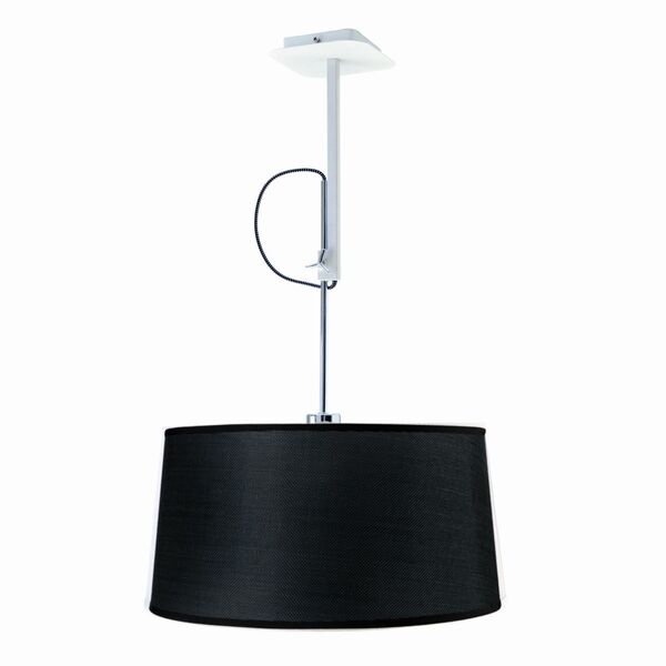PENDANT E27 WHITE/CHROME+ROUND BLACK SHADE