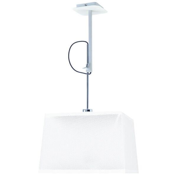 PENDANT E27 WHITE/CHROME+SQUARE WHITE SHADE