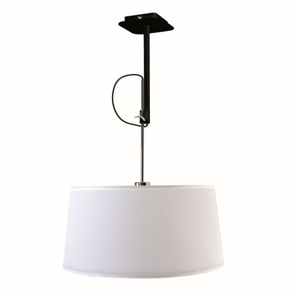 PENDANT E27 BLACK/CHROME+ROUND WHITE SHADE