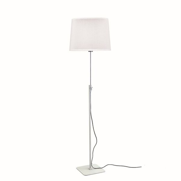FLOOR LAMP [E27 WHITE/CHROME+ROUND WHITE SHADE]