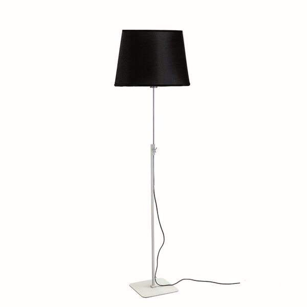 FLOOR LAMP [E27 WHITE/CHROME+ROUND BLACK SHADE]