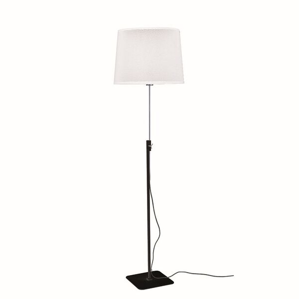 FLOOR LAMP [E27 BLACK/CHROME+ROUND WHITE SHADE]