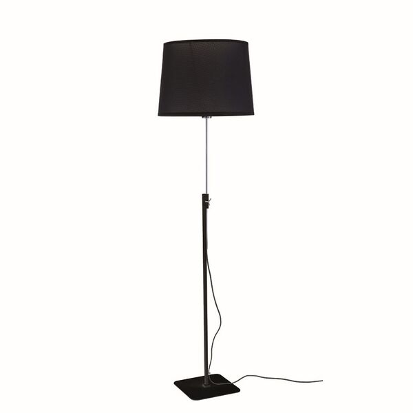 FLOOR LAMP [E27 BLACK/CHROME+ROUND BLACK SHADE]
