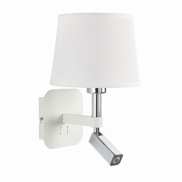 Бра Mantra Habana [WALL LAMP E27+1*3W 4000K WHITE/CHROME+ROUND WHITE SHADE]