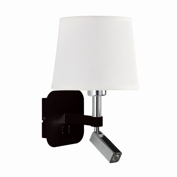 Mantra Habana [WALL LAMP E27+1*3W 4000K BLACK/CHROME+ROUND WHITE SHADE]