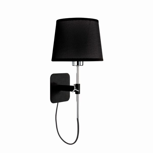 Бра Habana [WALL LAMP E27 BLACK/CHROME+ROUND BLACK SHADE]