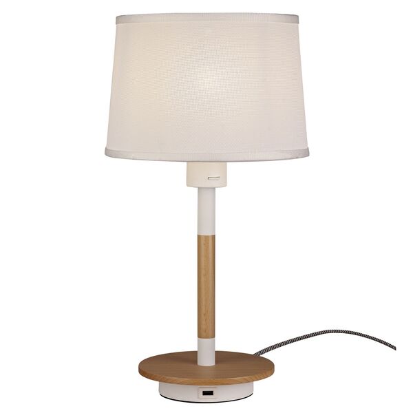 TABLE LAMP 1L - USB WHITE / WOOD