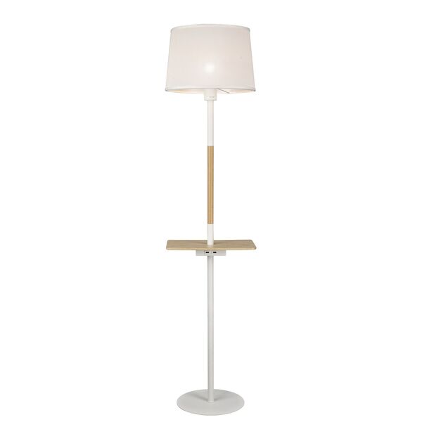 FLOOR LAMP 1L - [USB WHITE / WOOD]