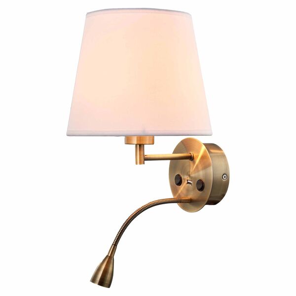 WALL LIGHT ANTIQUE BRASS  1L [E27 + LED READER 3W 3000K + USB ANTIQUE BRASS]