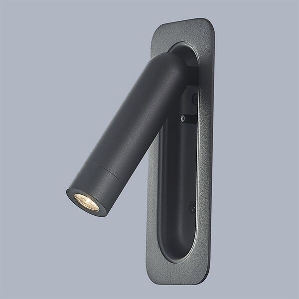 WALL READING LIGHT RECESSED BLACK [3W 3000K SAND BLACK]