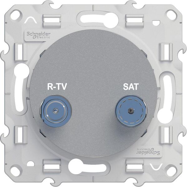 Розетка R-TV/SAT, проходная, [Алюминий ODACE, Schneider Electric]