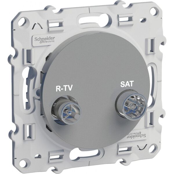 Розетка R-TV/SAT, проходная, [Алюминий ODACE, Schneider Electric]
