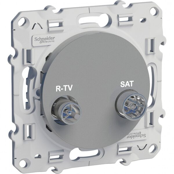 Розетка R-TV/SAT, проходная, [Алюминий ODACE, Schneider Electric]