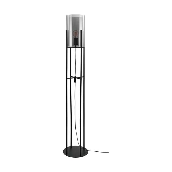 Торшер GLASTONBURY, [1х60W(E27), ?250, H1360,  сталь, черный/ стекло с напылением, черный]