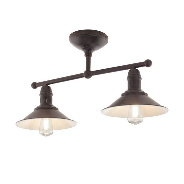 Потолочный светильник STOCKBURY, [2x60W (E27), L550, H285, сталь, коричневый состаренный, бежевый]