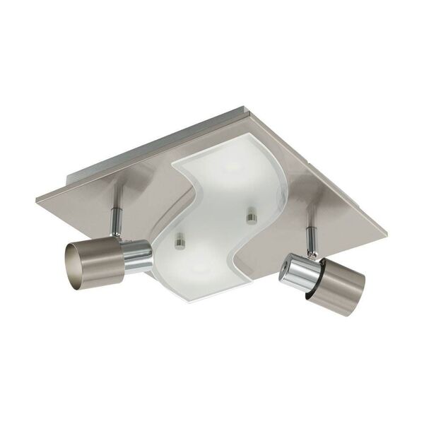 Светодиодный светильник настенно-потол. DIRUS [2х3,3W (GU10), 2х3,3W (LED), 290х290, алюм., сталь, никель мат./сатиновое стекло, белый, прозрач.]