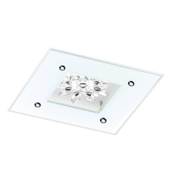 Светодиодный светильник настенно-потол. BENALUA 1 [18W (LED), 370х370, сталь, белый/сатин. стекло, зеркало, хрусталь]