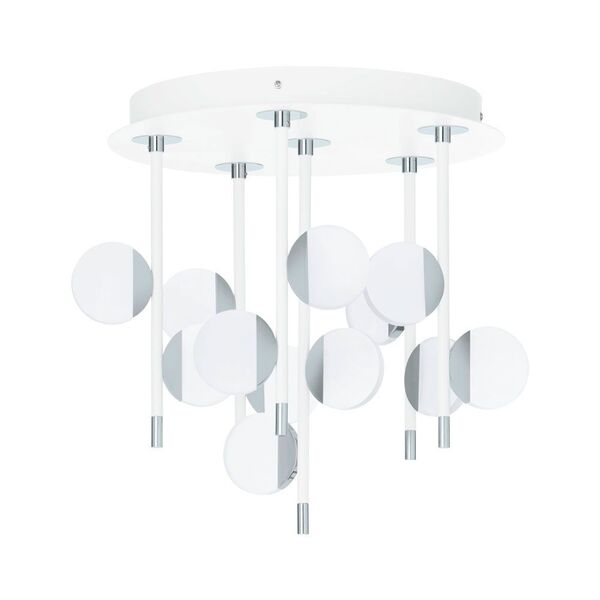 Светодиод. потол. светильник OLINDRA [диммир., 12х4,5W(LED), 12х450lm, ?395, H425, сталь, белый, хром/пластик, мат.]
