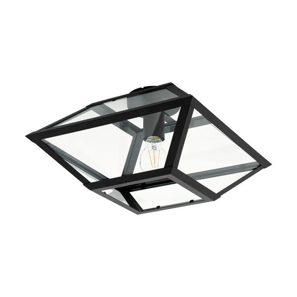 Потолочный светильник CASEFABRE, [1х60W (E27), 370х370, H215, cталь, черный/cтекло, прозрачный]