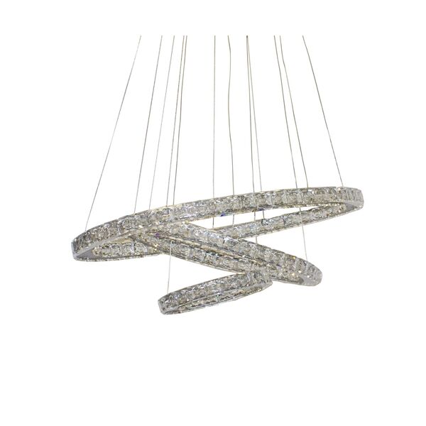 Подвесной светильник ЭЛЛИПС-КРИСТАЛЛ хром [h120 d60+40+20 Led 84W (3000-6000К) с пультом ДУ, 3 яруса (Элипсы)]