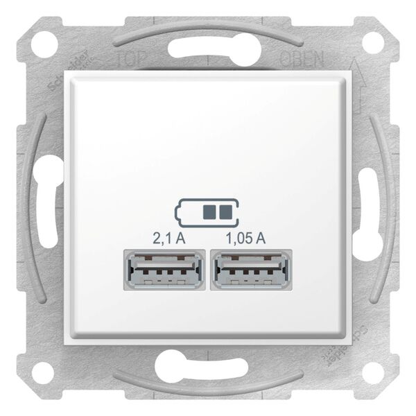 USB розетка двойная 2,1А (2x1,05А), [Белый SEDNA, Schneider Electric]