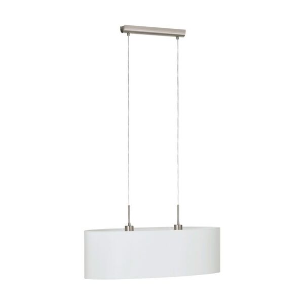 Подвес PASTERI, [2х60W (E27), 750х220, никель мат./текстиль, белый]