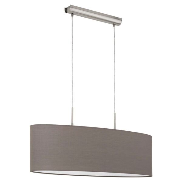 Подвес PASTERI, [2х60W (E27), 750х220, никель мат./текстиль, антрацит-коричневый]
