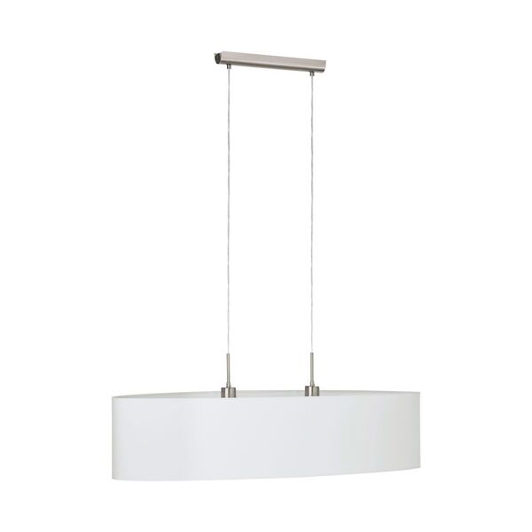 Подвес PASTERI, [2х60W (E27), 1000х280, никель мат./текстиль, белый]