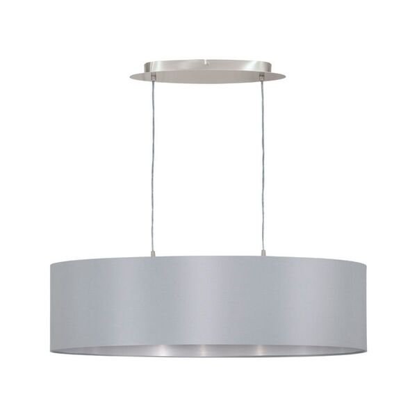 Подвес MASERLO, [2х60W (E27), 780х220, никель мат./текстиль, серый, серебряный]