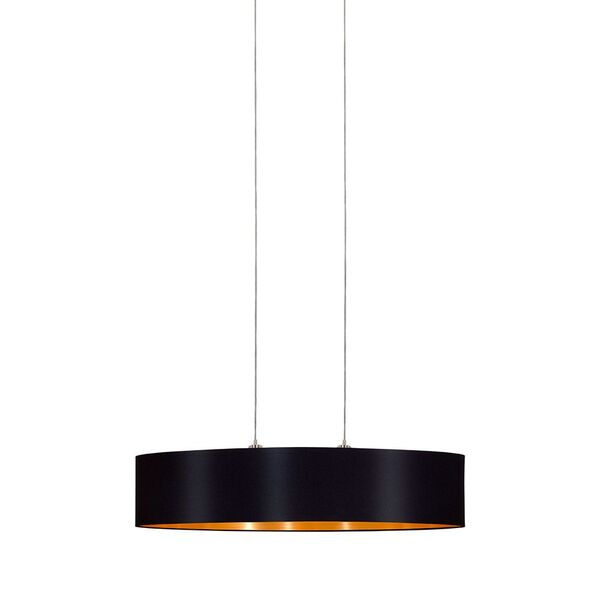 Подвес MASERLO, [2х60W (E27), 1000х250, никель мат./текстиль, черный, золотой]