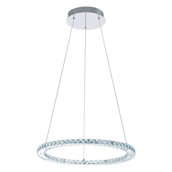 Светодиод. подвес VARRAZO [16,8W (LED), ?550, H1000, сталь, хром/хрусталь, прозрачный]