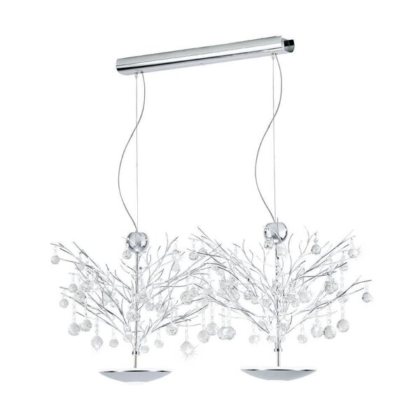 Светодиодный подвес SORGES [2х16,8W, 2х6W(LED), L1310, B780, сталь, хром/хрусталь, прозрачный]