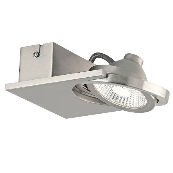 Светодиод. спот BREA [1х5W(LED), L140, B140, сталь, алюминий, никель матовый/сатиновое стекло]