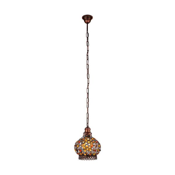 Подвес JADIDA, [1х60W (E27), H1100, сталь, медь состарен./cтекло, разноцветн.]