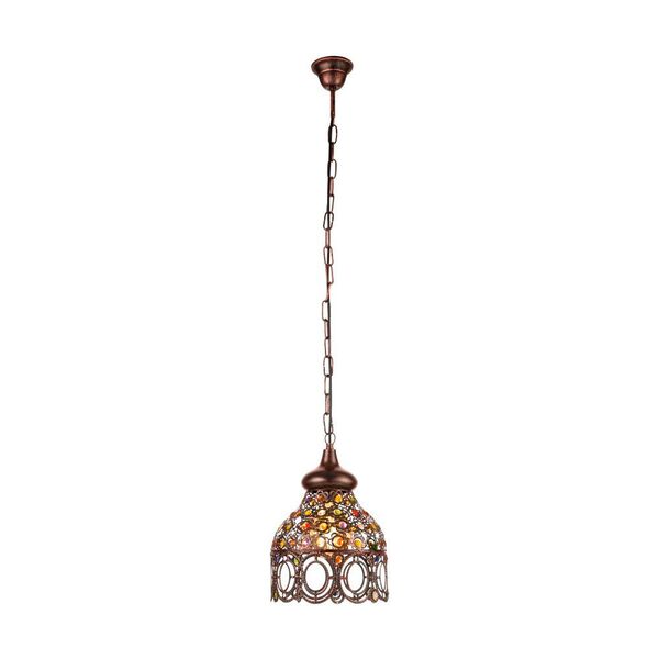 Подвес JADIDA, [1х60W (E27), H1100, сталь, медь состарен./cтекло, разноцветн.]