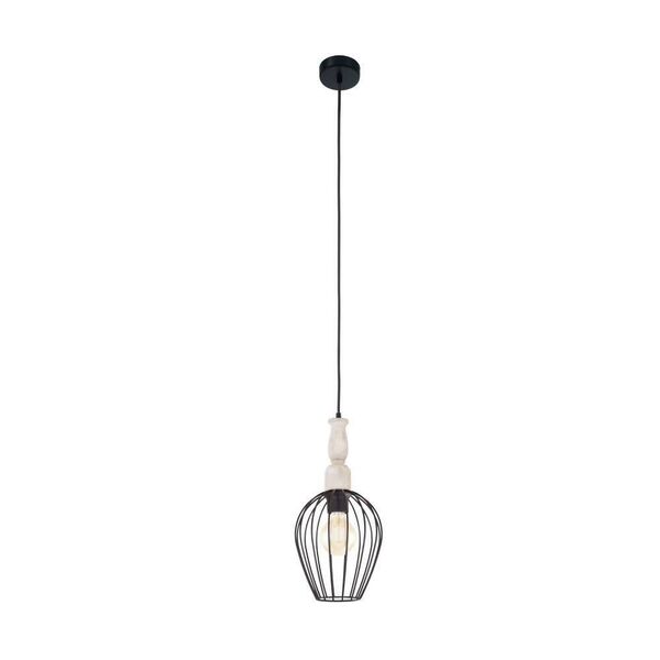 Подвес NORHAM, [1x60W(E27), d=180, сталь/черный/дерево]