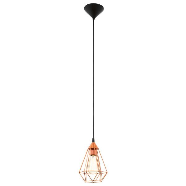 Подвес TARBES, [1x60W (E27), H1100, сталь, пластик, медный, черный кабель]
