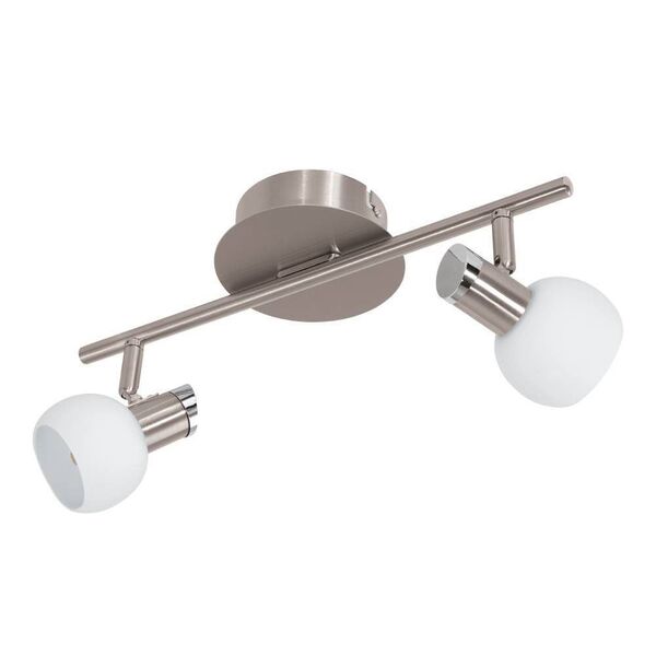 Светодиодный спот SESTO 2,[ 2х3,3W (LED), никель/стекло сатиновое, белый лак]